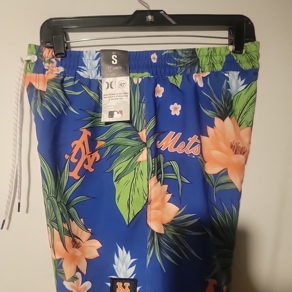 New York Mets Shorts Mens SMALL Blue Swim Board Trunks Hurley 47' Phantom - Picture 1 of 9